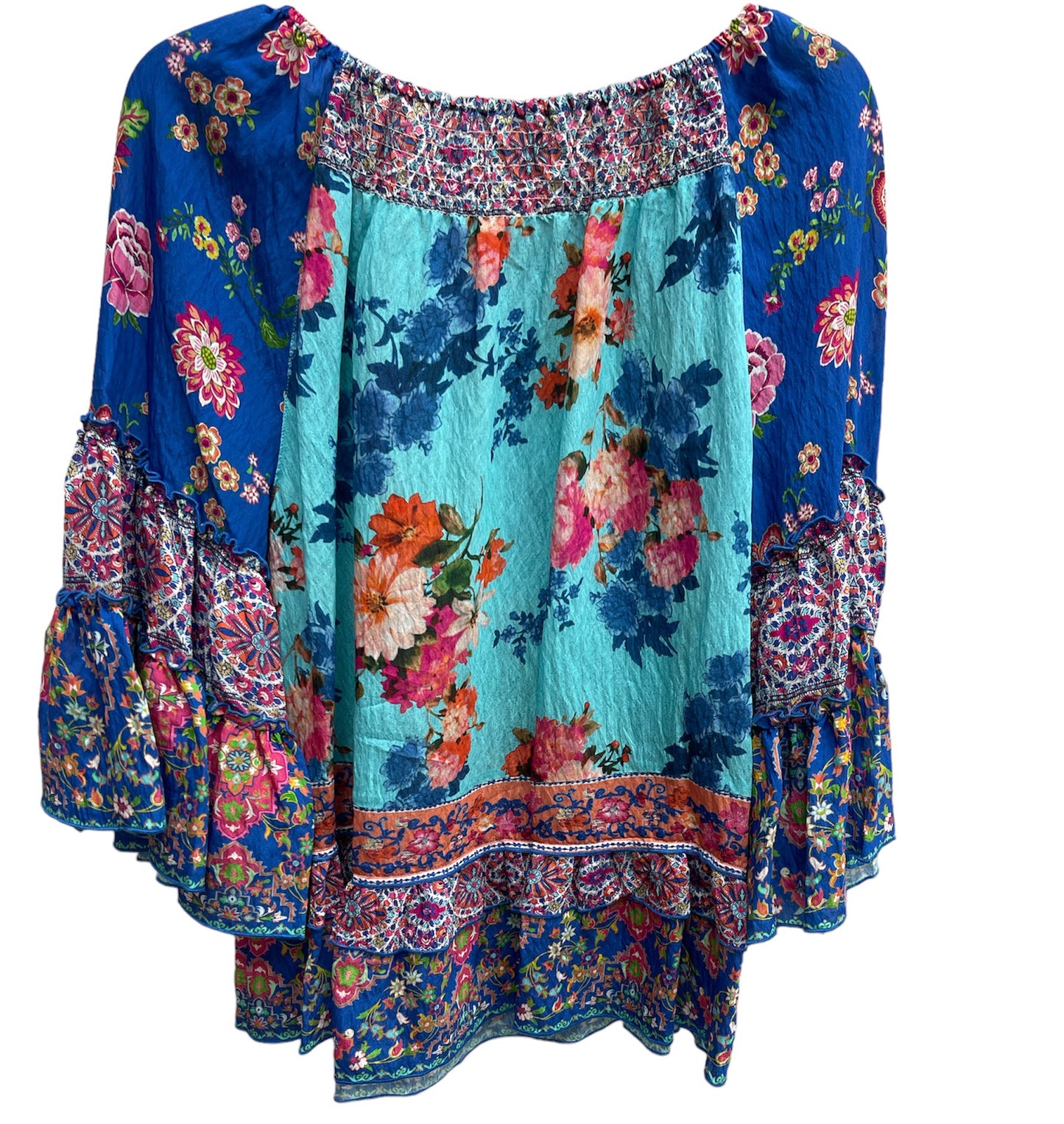 Multi-color Floral Puff Sleeve Shirt