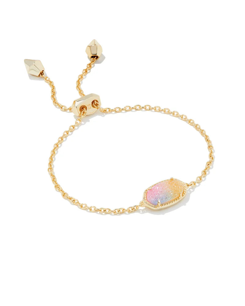 Elaina Gold Delicate Chain Bracelet in Pink Watercolor