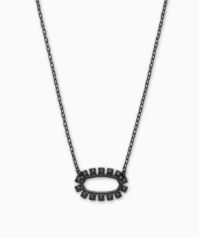 Elisa Gunmetal Open Pendant Necklace