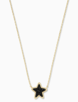 Jae Star Drusy in Gold Chain Extended Length Pendant Necklace