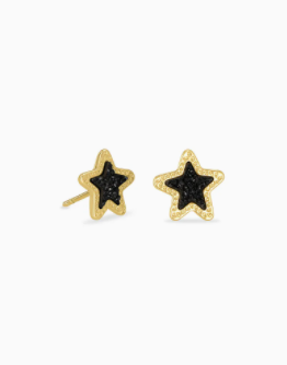 Jae Star Gold Stud Earrings In Black